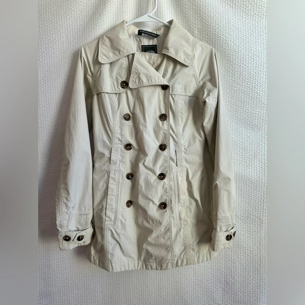 The North Face Off White Beige Trench Coat Jacket Women’s XS Double Breasted - Picture 2 of 13